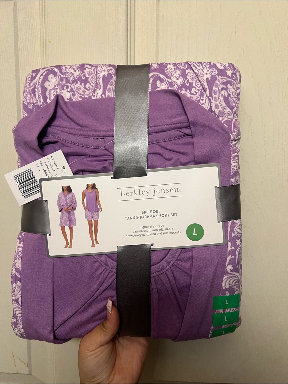 Berkley jensen 3pc Robe, Tank & Pajama Short Set - Purple